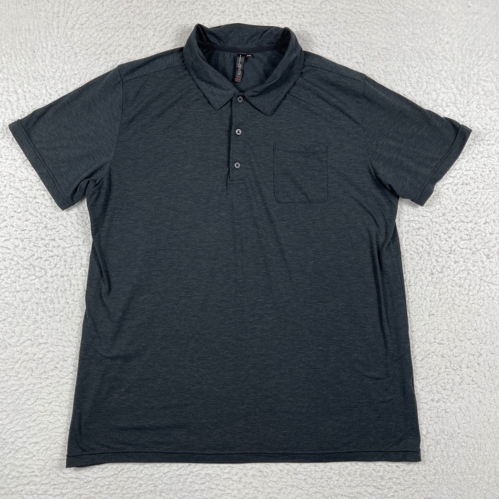 Specialized Polo Shirt Mens XXL Gray Heathered Short Sleeve Pocket Athletic